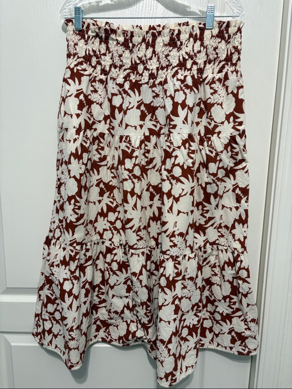 Universal Thread Rust Brown Floral Tiered Midi Skirt